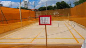 Multipurpose court made out of precast planks constructed with concrete