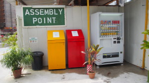 Recycling bins made out of recycled construction material