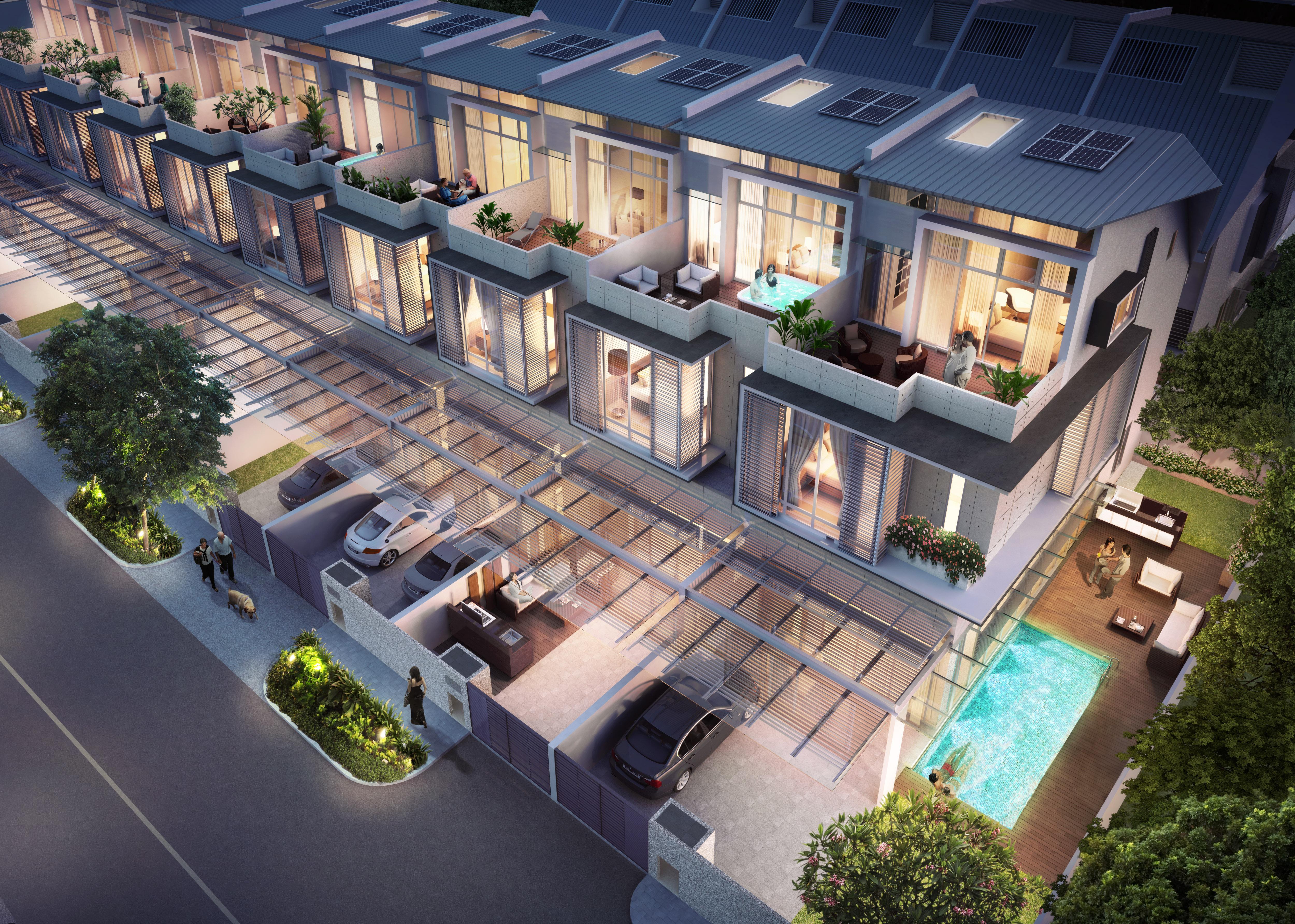 (HAUS@SERANGOON GARDEN) The first landed residential estate in Singapore to achieve the BCA Green Mark Platinum Award [Artists Impression]