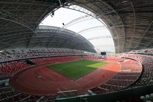 Stunning retracting roof at Singapore Sports Hub in action. Image courtesy of Arup. 