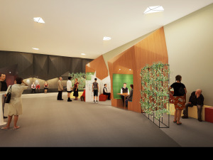 Artist's impression of PSB Academy's new foyer for both students and staff to gather.