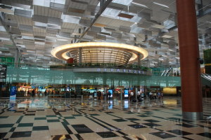 Changi Airport departure hall. 